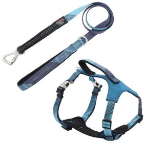 collPet Life 'Geo-prene' 2-in-1 Shock Absorbing Neoprene Padded Reflective Dog Leash and Harness (Color: Blue, size: large)