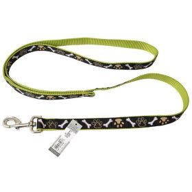 Pet Attire Ribbon Brown Paws & Bones Nylon Dog Leash (Option: 6' Long x 1" Wide)