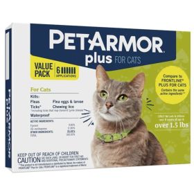PetArmor Plus Flea and Tick Treatment for Cats (Over 1.5 Pounds) (Option: 6 Count)